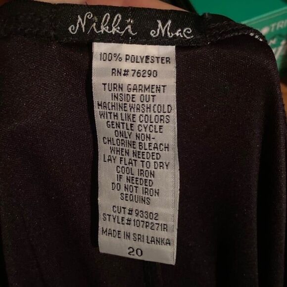 Nikki Mae Black Gold sequinned trim Empire Waist Evening Prom Maxi dress size 20 - Picture 8 of 9